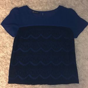 INC Lace Overlay Chiffon Blouse